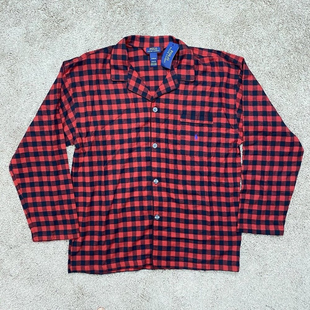 Polo Ralph Lauren Plaid Red Long Sleeve Flannel Button Pajama Top Men’s XL